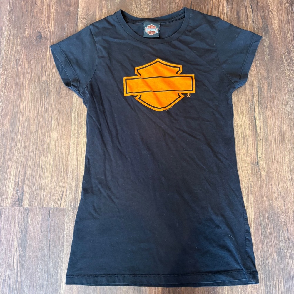 Harley Davidson Vintage 2009 Gails Kansas City Black Orange Graphic Tee Junior S